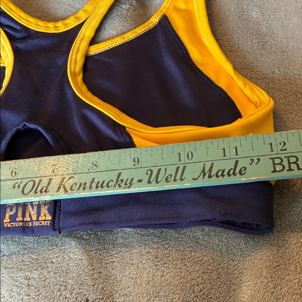 PINK Victoria's Secret Navy and Gold Michigan M Sports Bra - Picture 5 of 8